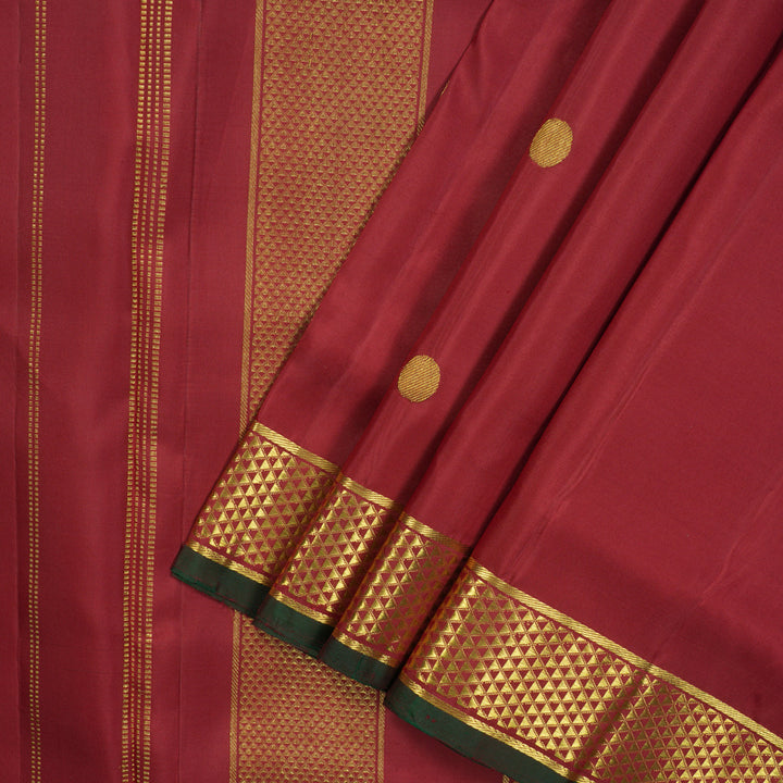 Hayagrivas Handloom Maroon Kanjivaram Silk Saree with Maroon with Manthalir Selvedge Border KBE1071I9-1