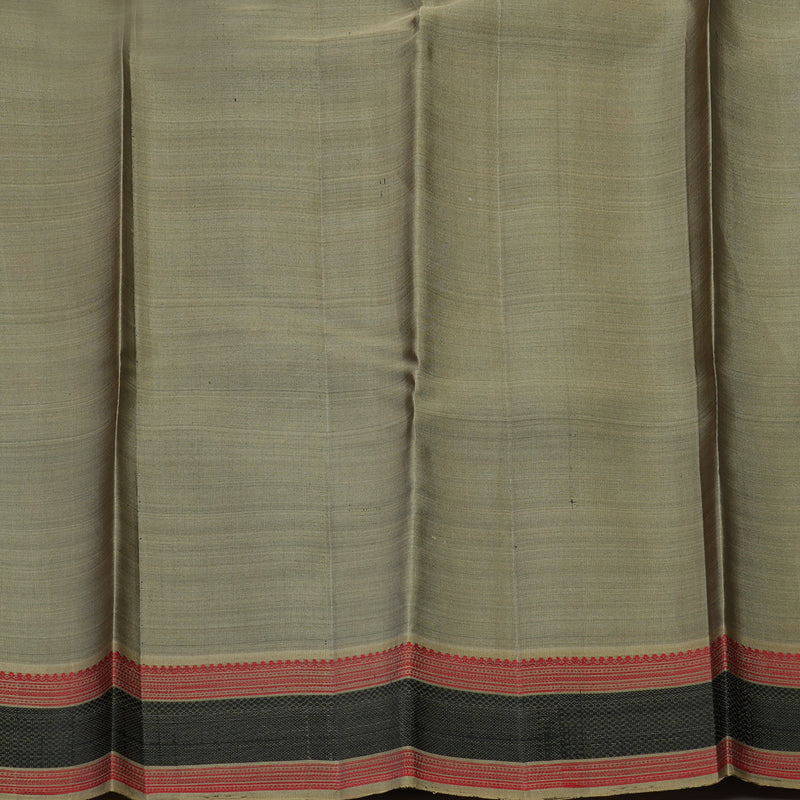 Hayagrivas Handloom Bottle Green Kanjivaram Silk Saree with Cream Beige Border KBE1072I16-1