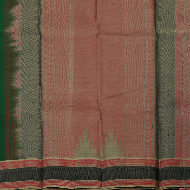 Hayagrivas Handloom Bottle Green Kanjivaram Silk Saree with Cream Beige Border KBE1072I16-1