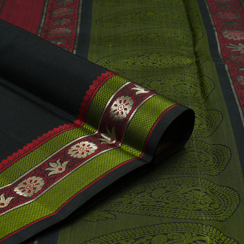 Hayagrivas Handloom Black Kanjivaram Silk Saree KBE1072I8-1