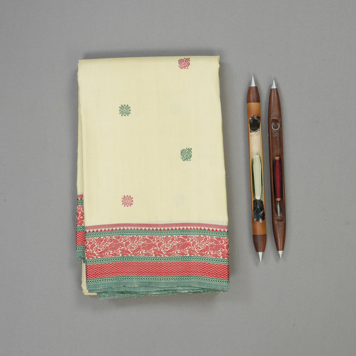 Hayagrivas Handloom Bright Sandal Kanjivaram Silk Saree KBE1073I13-1