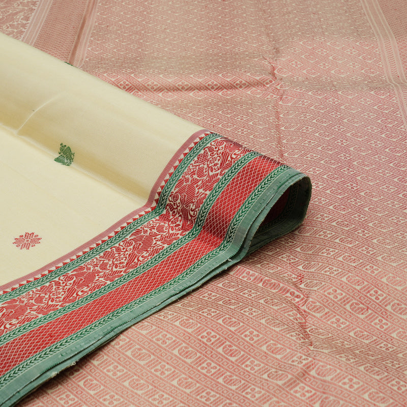 Hayagrivas Handloom Bright Sandal Kanjivaram Silk Saree KBE1073I13-1
