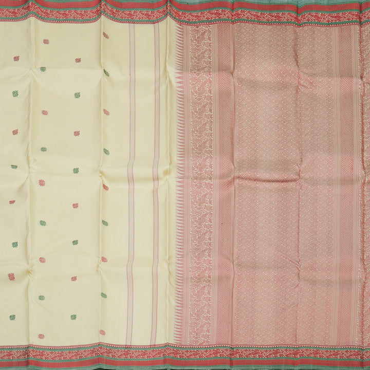 Hayagrivas Handloom Bright Sandal Kanjivaram Silk Saree KBE1073I13-1