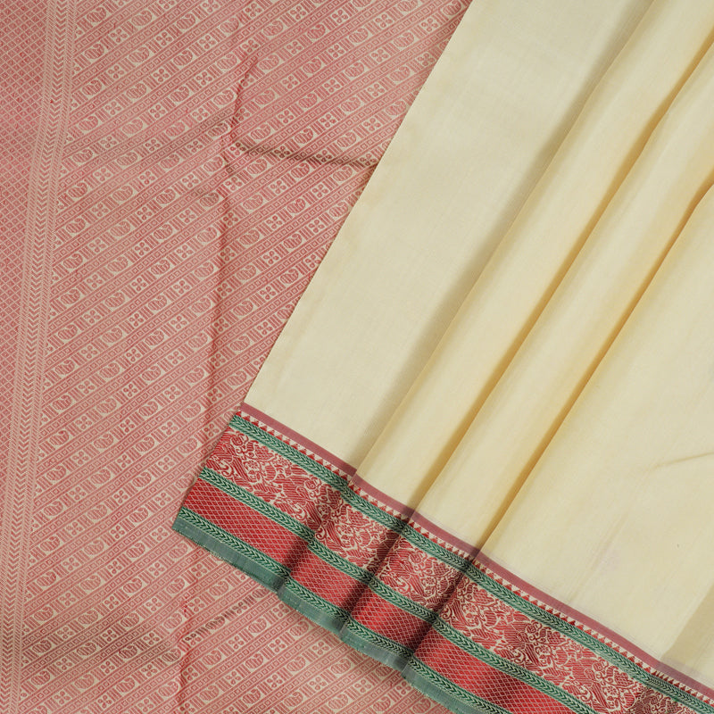 Hayagrivas Handloom Bright Sandal Kanjivaram Silk Saree KBE1073I13-1