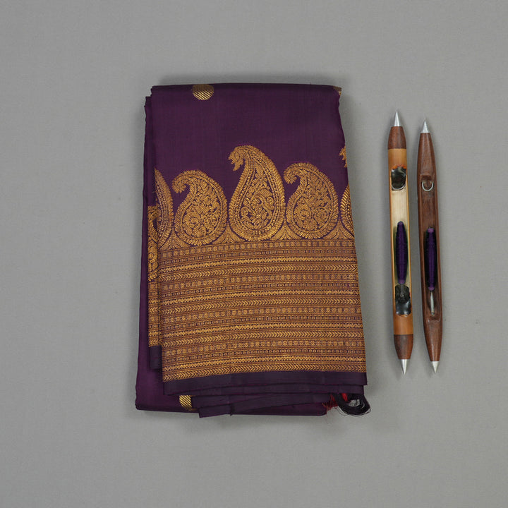 Hayagrivas Handloom Deep Violet Kanjivaram Silk Saree KBE1073I3-2