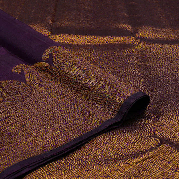 Hayagrivas Handloom Deep Violet Kanjivaram Silk Saree KBE1073I3-2