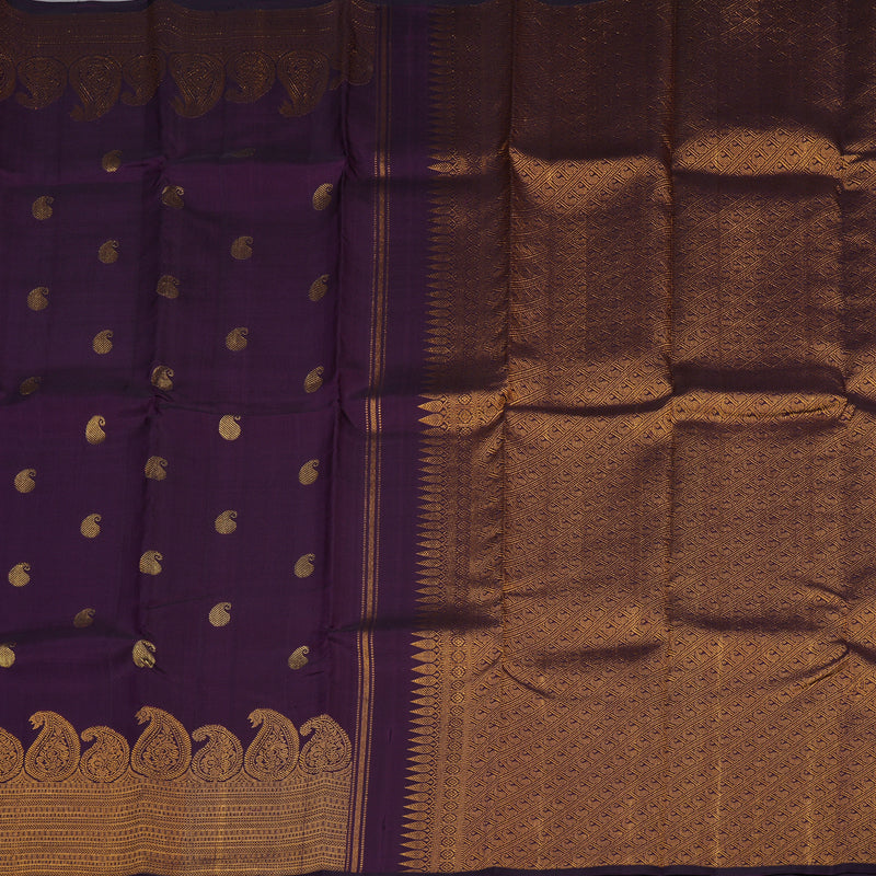 Hayagrivas Handloom Deep Violet Kanjivaram Silk Saree KBE1073I3-2