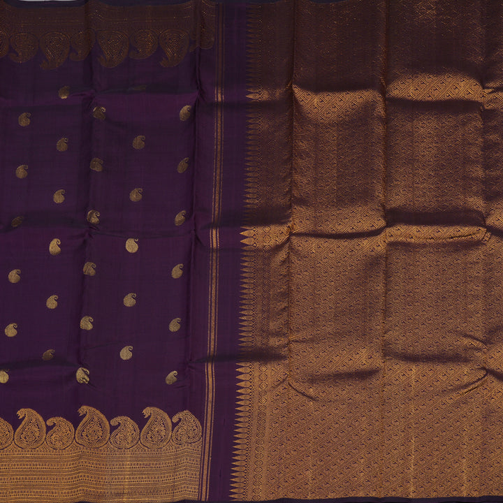 Hayagrivas Handloom Deep Violet Kanjivaram Silk Saree KBE1073I3-2