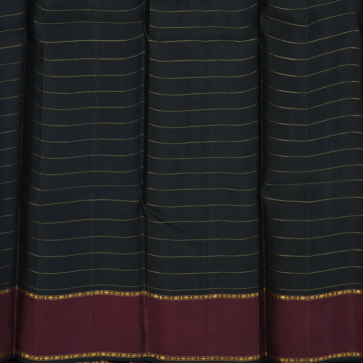 Hayagrivas Handloom Black Kanjivaram Silk Saree with Wine Maroon Border KBE1073I5-1