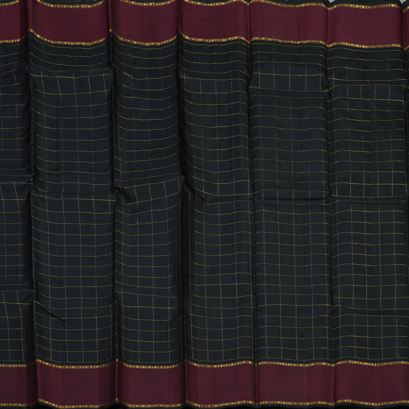 Hayagrivas Handloom Black Kanjivaram Silk Saree with Wine Maroon Border KBE1073I5-1