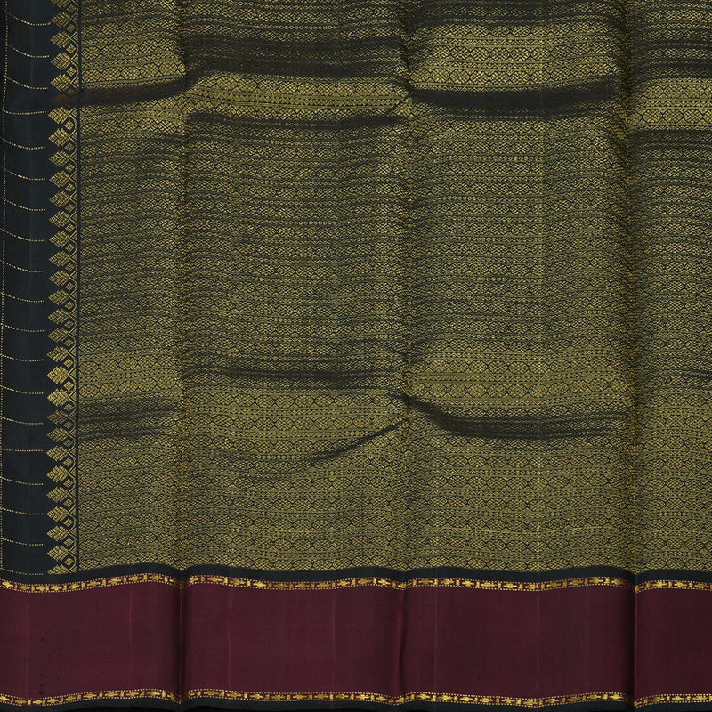 Hayagrivas Handloom Black Kanjivaram Silk Saree with Wine Maroon Border KBE1073I5-1