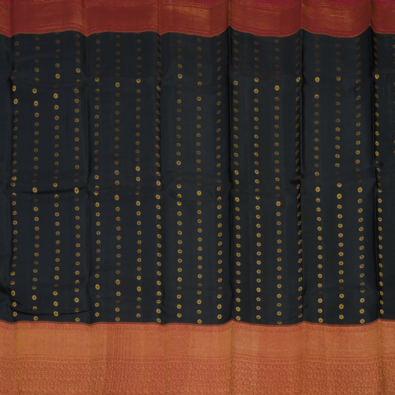 Hayagrivas Handloom Black Kanjivaram Silk Saree with Maroon Border KBE1075I13-1