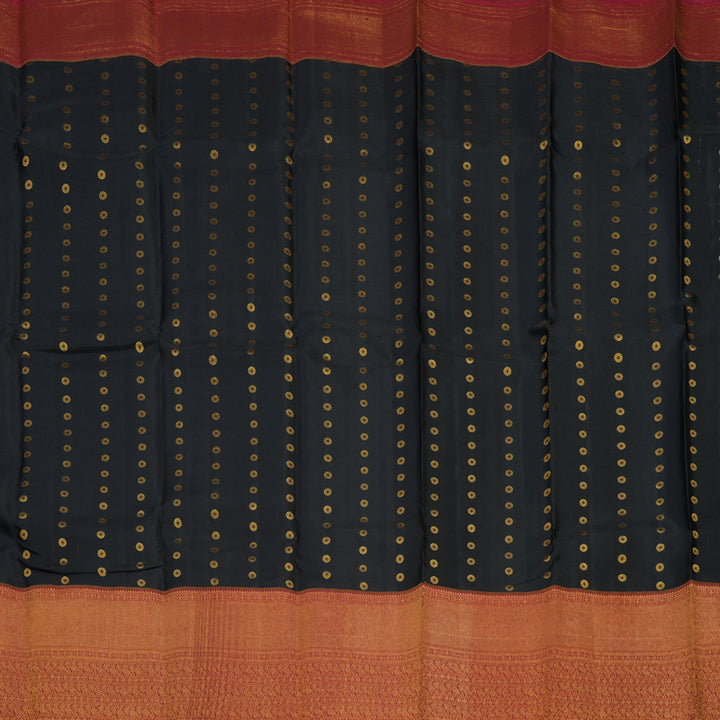 Hayagrivas Handloom Black Kanjivaram Silk Saree with Maroon Border KBE1075I13-1