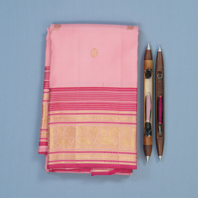 Hayagrivas Handloom Rose Pink Kanjivaram Silk Saree KBE1075I27-1