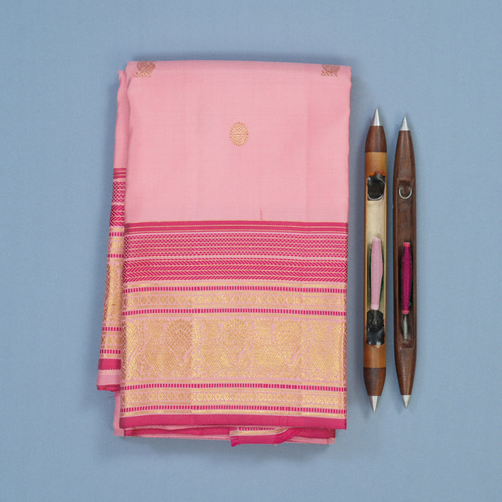 Hayagrivas Handloom Rose Pink Kanjivaram Silk Saree KBE1075I27-1