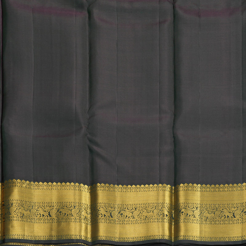 Hayagrivas Handloom Light Grey Kanjivaram Silk Saree with Karum Pachai Border KBE1075I9-1