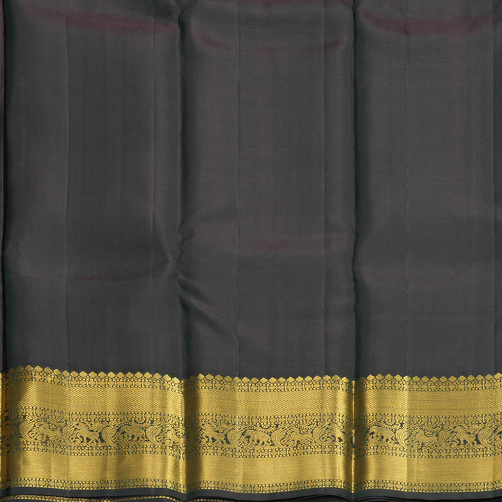 Hayagrivas Handloom Light Grey Kanjivaram Silk Saree with Karum Pachai Border KBE1075I9-1