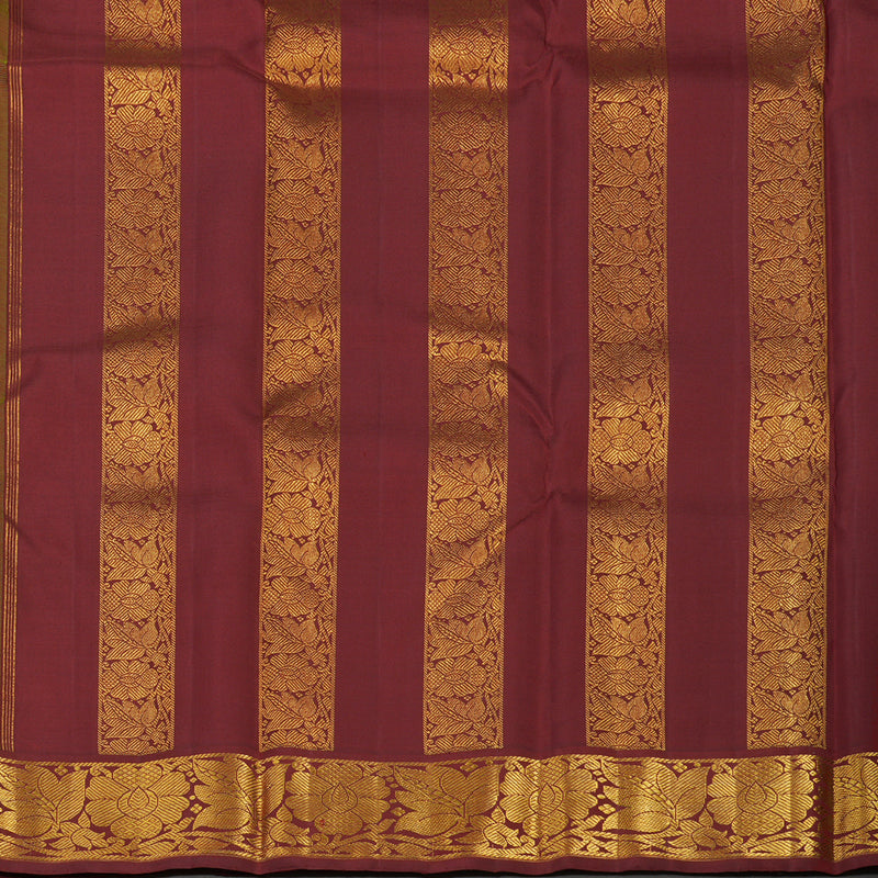 Hayagrivas Handloom Fluorescent Green Kanjivaram Silk Saree with Wine Maroon Border KBE1076I1-2