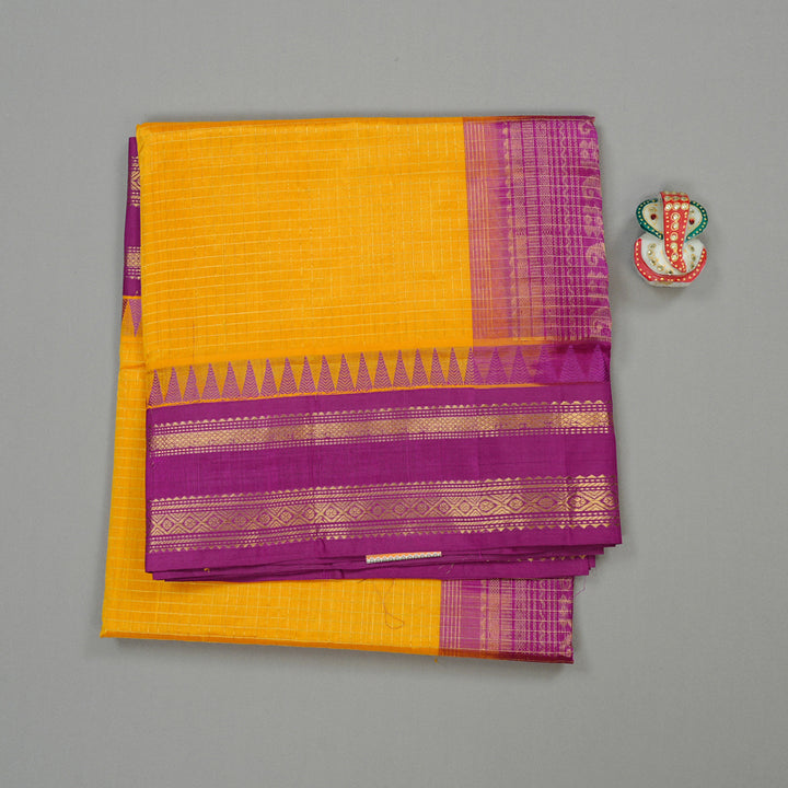 Hayagrivas Handloom Silk Cotton Saree in Mango Yellow KBE107D3-2