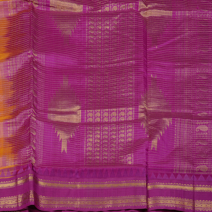 Hayagrivas Handloom Silk Cotton Saree in Mango Yellow KBE107D3-2