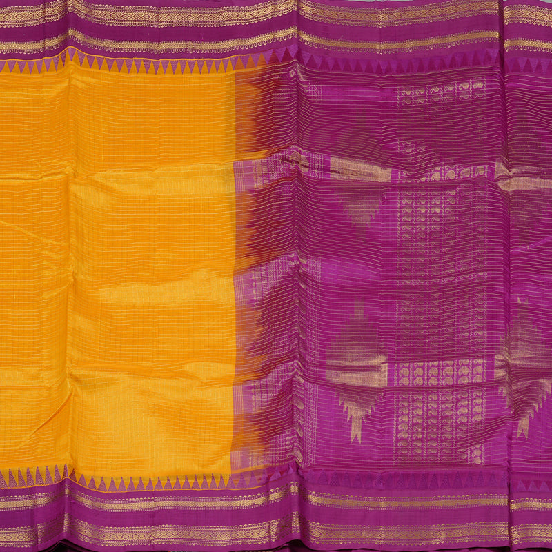 Hayagrivas Handloom Silk Cotton Saree in Mango Yellow KBE107D3-2