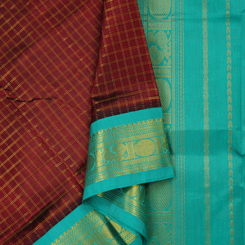 Hayagrivas Handloom Pure Silk Cotton Saree in Intense Wine Maroon KBE107D5-3