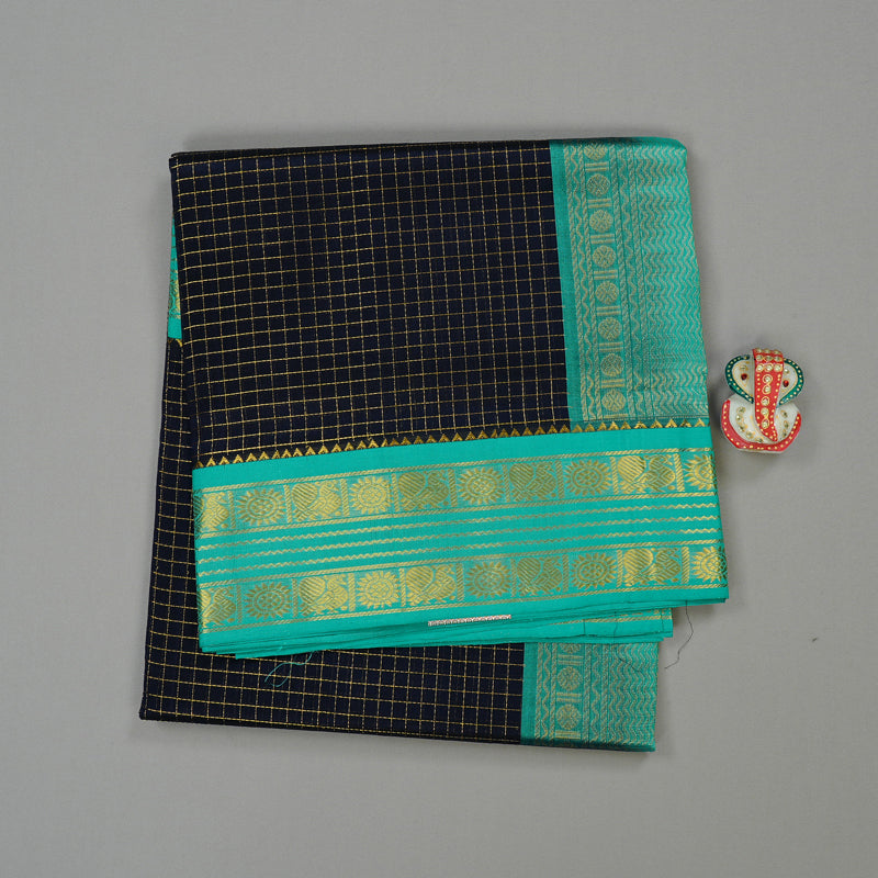 Hayagrivas Handloom Pure Silk Cotton Saree in Captivating Black KBE107D5-4