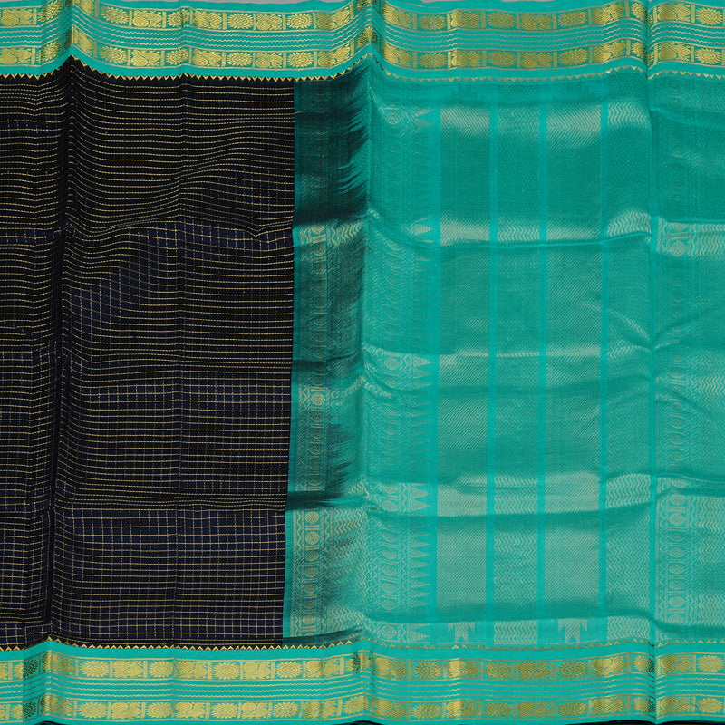 Hayagrivas Handloom Pure Silk Cotton Saree in Captivating Black KBE107D5-4