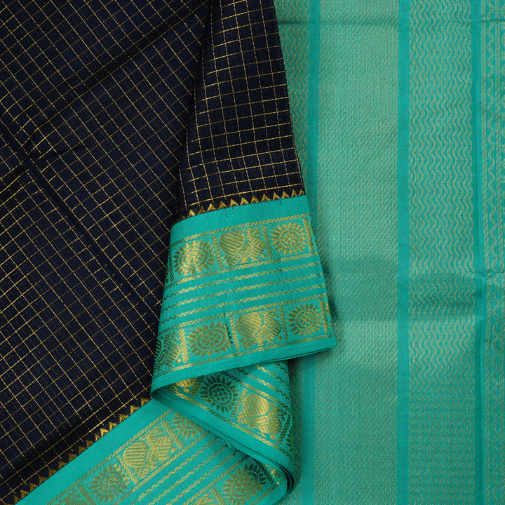 Hayagrivas Handloom Pure Silk Cotton Saree in Captivating Black KBE107D5-4