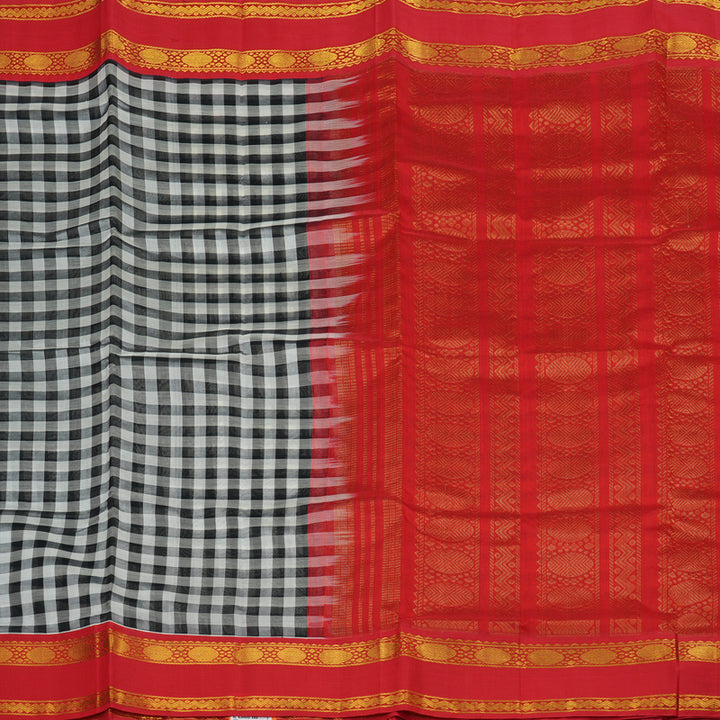 Hayagrivas Handloom Pure Silk Cotton Saree in Timeless Checkered Charm KBE107D6-4