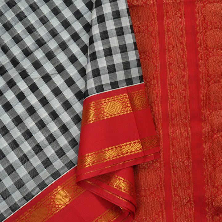 Hayagrivas Handloom Pure Silk Cotton Saree in Timeless Checkered Charm KBE107D6-4