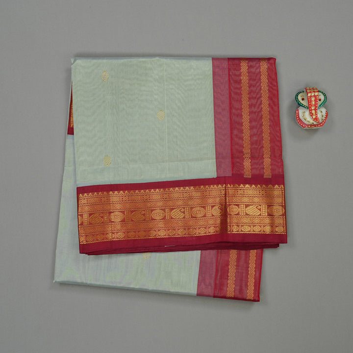 Hayagrivas Handloom Silk Cotton Saree in Striking Silver Grey KBE107D8-11