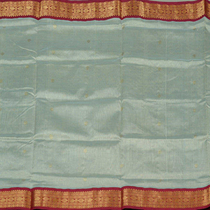 Hayagrivas Handloom Silk Cotton Saree in Striking Silver Grey KBE107D8-11