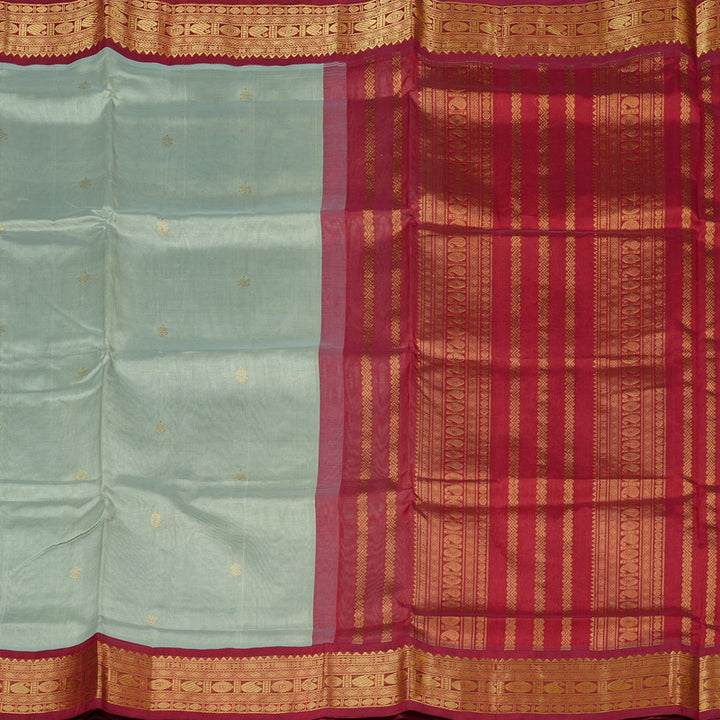 Hayagrivas Handloom Silk Cotton Saree in Striking Silver Grey KBE107D8-11