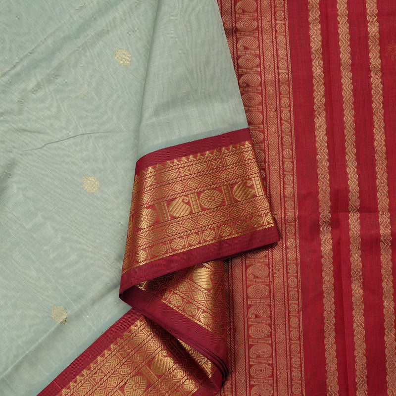 Hayagrivas Handloom Silk Cotton Saree in Striking Silver Grey KBE107D8-11