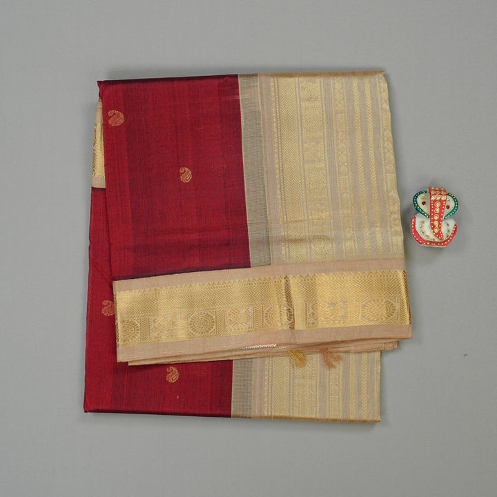 Hayagrivas Handloom Pure Silk Cotton Saree in Majestic Wine Maroon KBE107D8-15