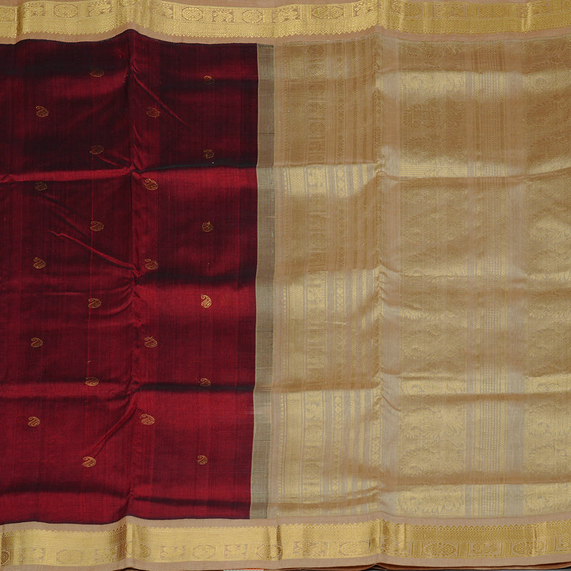 Hayagrivas Handloom Pure Silk Cotton Saree in Majestic Wine Maroon KBE107D8-15