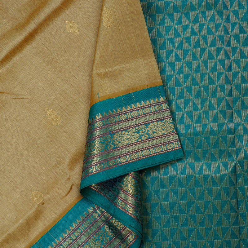Hayagrivas Handloom Pure Silk Cotton Saree in Divine Sandal KBE107D8-5