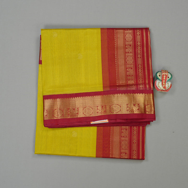 Hayagrivas Handloom Pure Silk Cotton Saree in Enigmatic Lemon Green KBE107D8-8