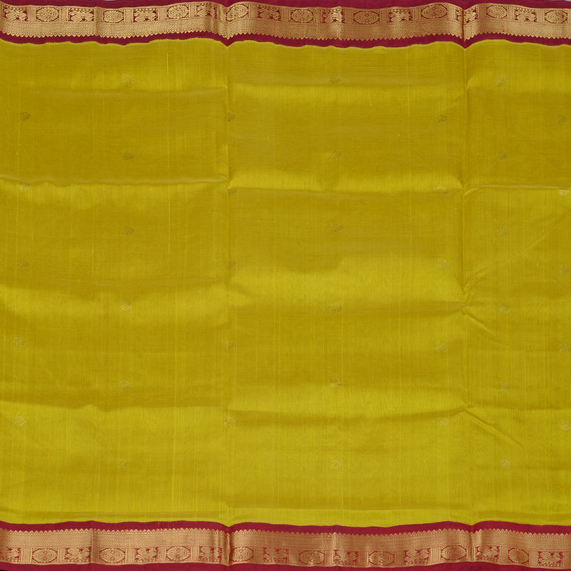 Hayagrivas Handloom Pure Silk Cotton Saree in Enigmatic Lemon Green KBE107D8-8