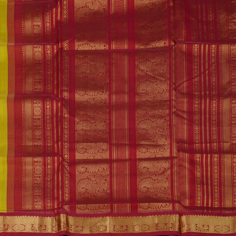 Hayagrivas Handloom Pure Silk Cotton Saree in Enigmatic Lemon Green KBE107D8-8