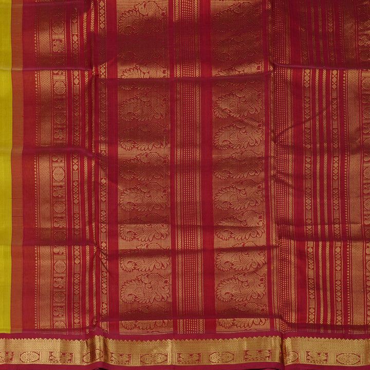 Hayagrivas Handloom Pure Silk Cotton Saree in Enigmatic Lemon Green KBE107D8-8