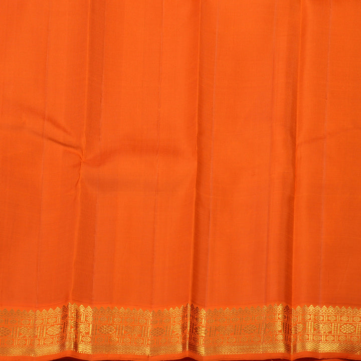 Hayagrivas Handloom Navy Blue Kanjivaram Silk Saree with Orange Border KBE1081I2-1