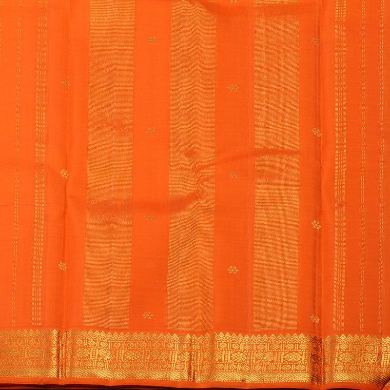 Hayagrivas Handloom Navy Blue Kanjivaram Silk Saree with Orange Border KBE1081I2-1