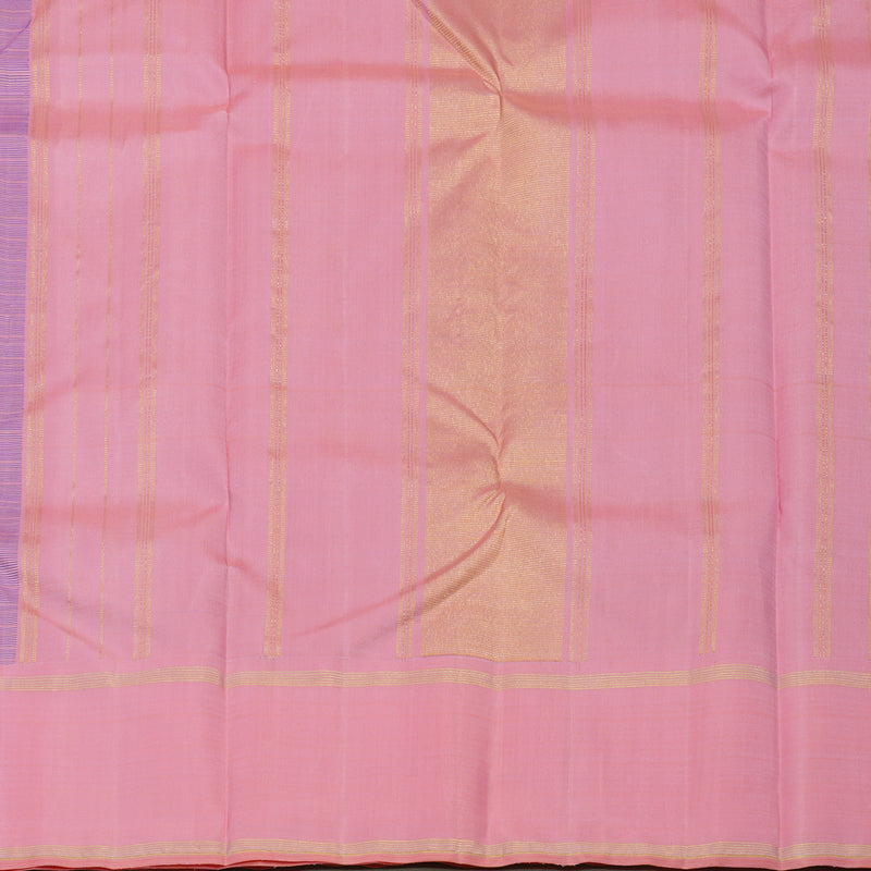 Hayagrivas Handloom Purplish-Blue Kanjivaram Silk Saree with Baby Pink Border KBE1081I4-1