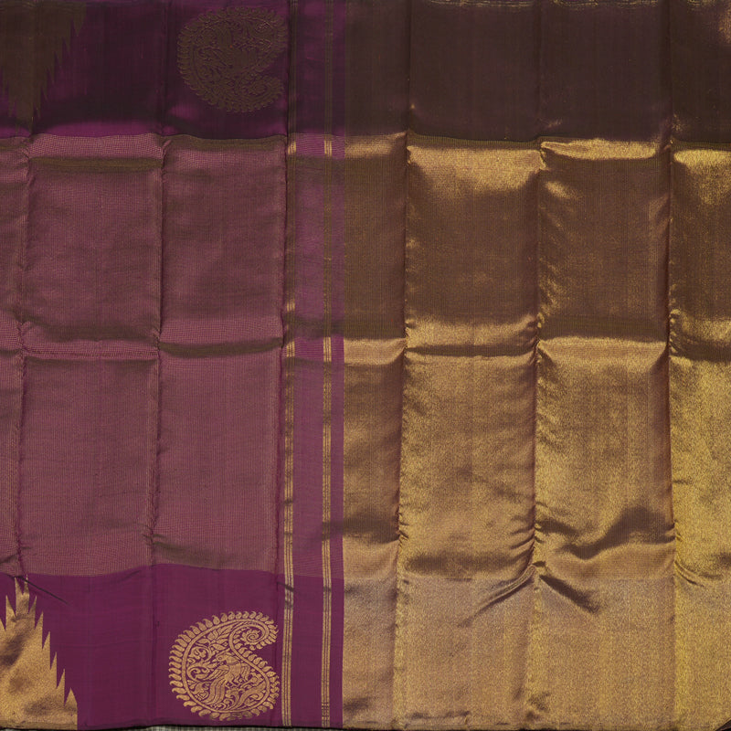 Hayagrivas Handloom Violet Kanjivaram Silk Saree KBE1082I2-1