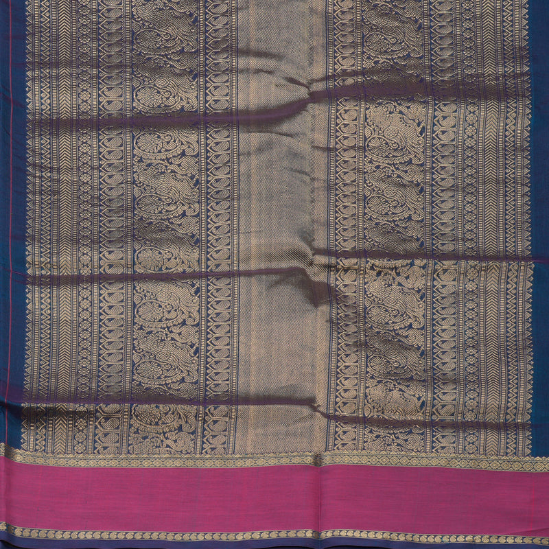 Hayagrivas Handloom Dual Tone (Blue & Purple) Pure Silk Cotton Saree with Pink Border KBE1083I3-3
