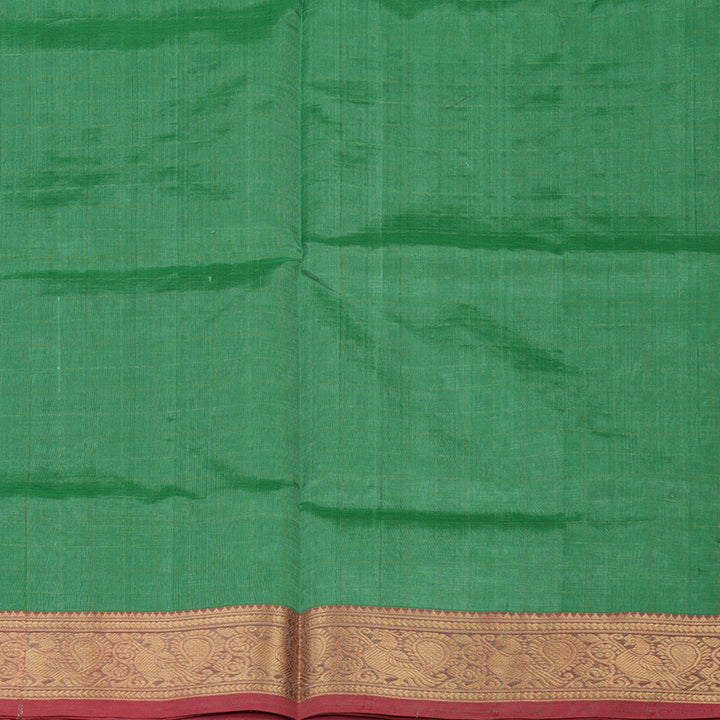 Hayagrivas Handloom Light Green Pure Silk Cotton Saree with Mild Red Border KBE1083I3-9