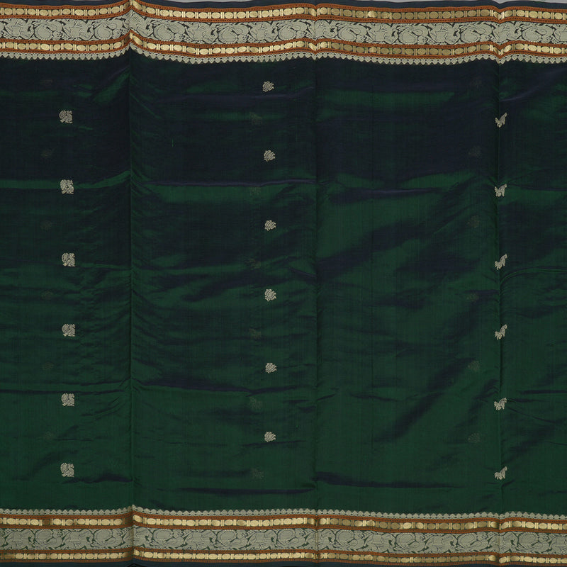Hayagrivas Handloom Pure Silk Cotton Saree in regal Bottle Green KBE1083I5-1