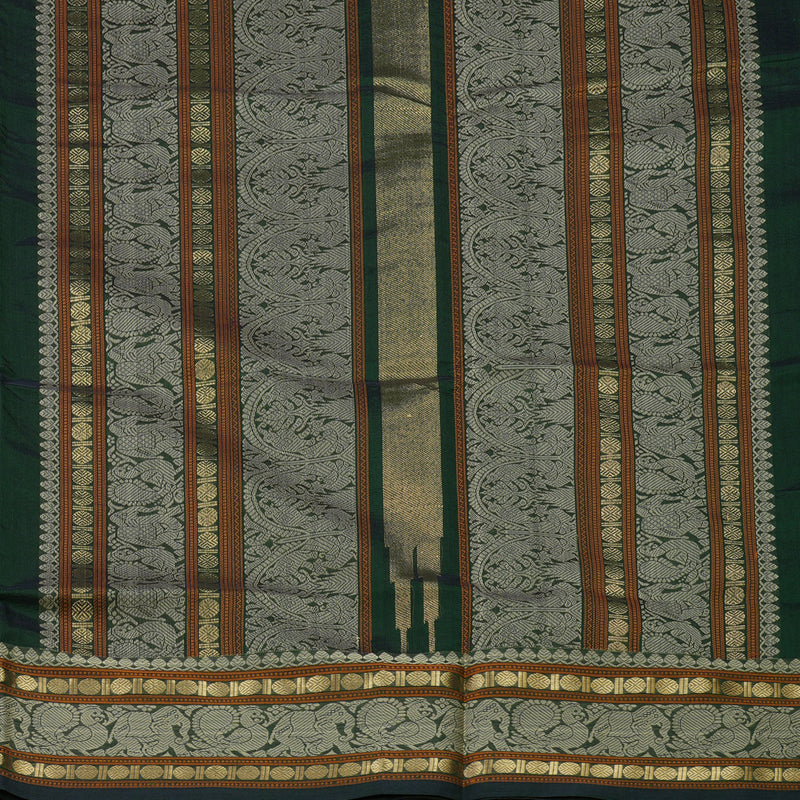Hayagrivas Handloom Pure Silk Cotton Saree in regal Bottle Green KBE1083I5-1